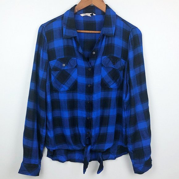 41 Hawthorn Teri Tie Front Checkered Button Down - Picture 4 of 7
